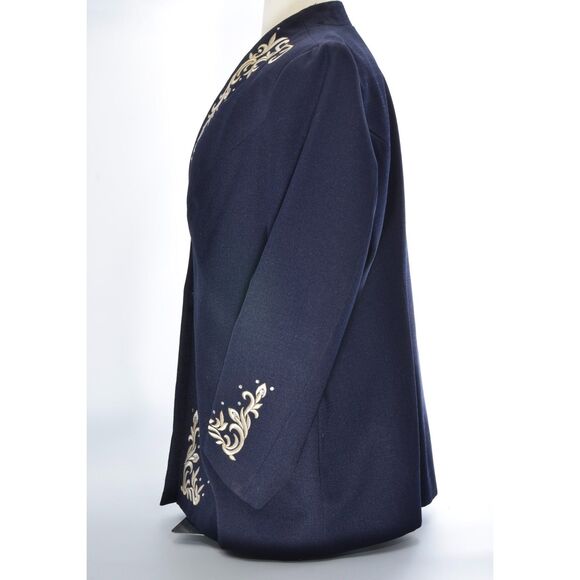 Hobby Horse Navy Blazer with Cream, Gold & Rhinestone Accents - 3X - Picture 1 of 7